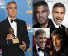 Актер Джордж Клуни, кино и на телевидении, получив премию Американской киноакадемии и&#039; Золотой глобус&#039;